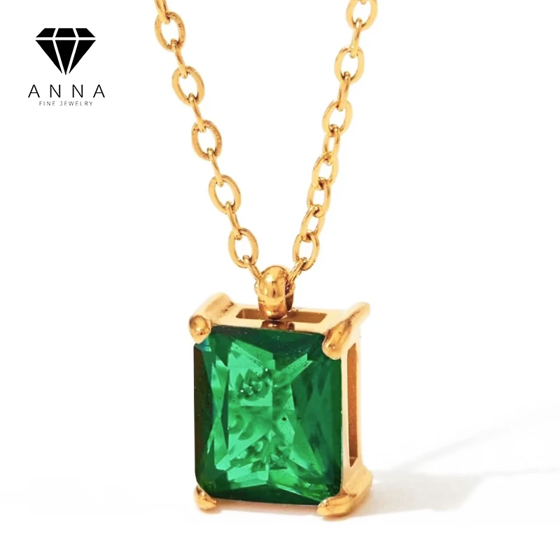 

100% 925 Sterling Silver 18K Gold Plated Vintage Emerald Necklace For Women Fine Jewelry Wedding Anniversary Party Birthday Gift