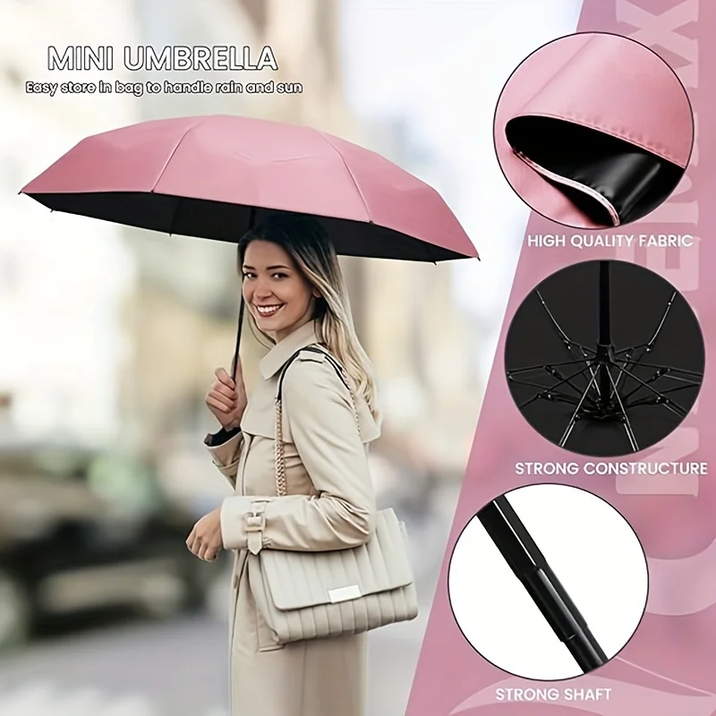 Mini Compact Pocket Umbrella for Women Light 5 Folding Sun Protection Sun and Rain Small Card Bag Umbrellas Paraguas