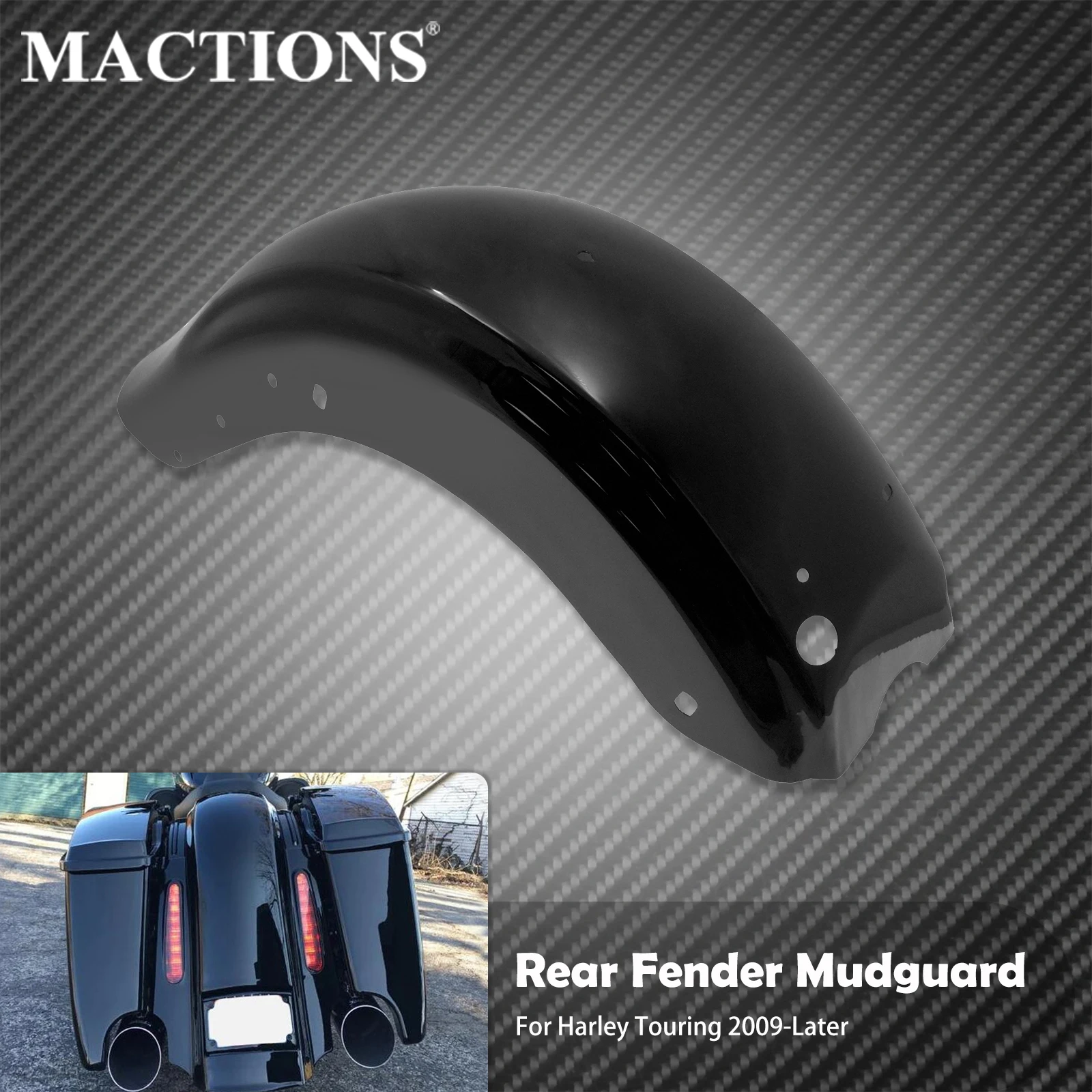 Road King Street Glide Fender Real Carbon Fiber Rear Fender For Harley Touring Models - Lightweight Hugger Mudguard 2009-2024 Harley Davidson Carbon Fender