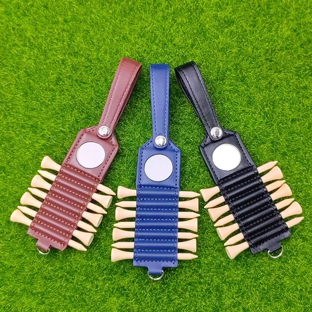 

Golf Tee Holder with Golf Ball Spikes PU Leather Golf Tee Bag Blank Ball Marker Leather Case Quick Easy