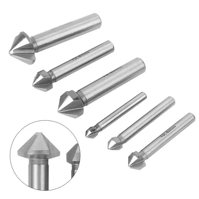 Ensemble d'outils de fraisage et d'ébavurage,3 pièces ensembles d'outils de  poinçonnage central à 90 degrés pour mèches à bois en métal à chanfrein de  fraisage avec tige hexagonale de 1/4pouce Lefou