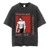 Vintage Washed T Shirt Anime Baki The Grappler T-shirt Hanma Yujiro Gym Short Sleeve T-shirts Oversized Cotton Casual Tee Shirt 5