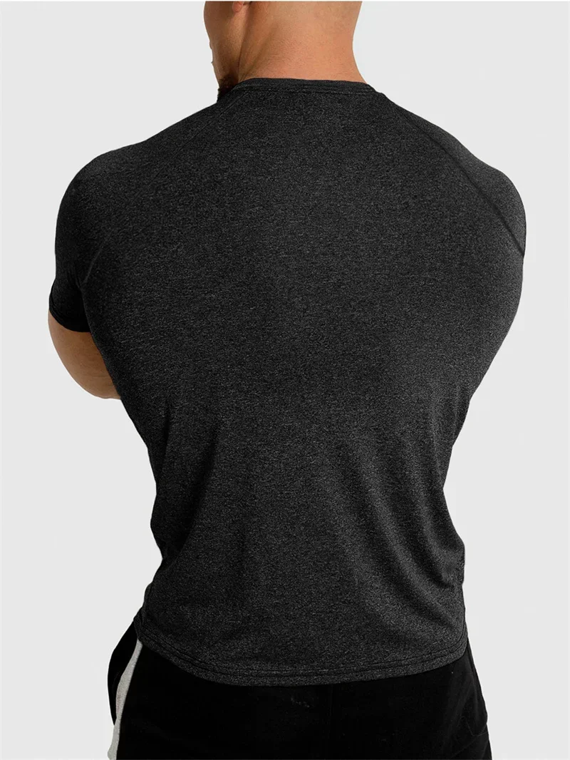 2025 Nuova maglietta sportiva attillata asciugatura rapida abbigliamento sportivo fitness top a manica corta corsa allenamento estate jogging palestra T-shirt da uomo - immagine 6