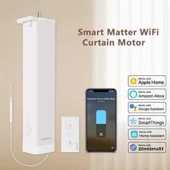 Zemismart Matter WiFi Smart Curtain Motor Slide Electric Motor Automatic Curtain System Home Alexa Google Home SmartThhings APP