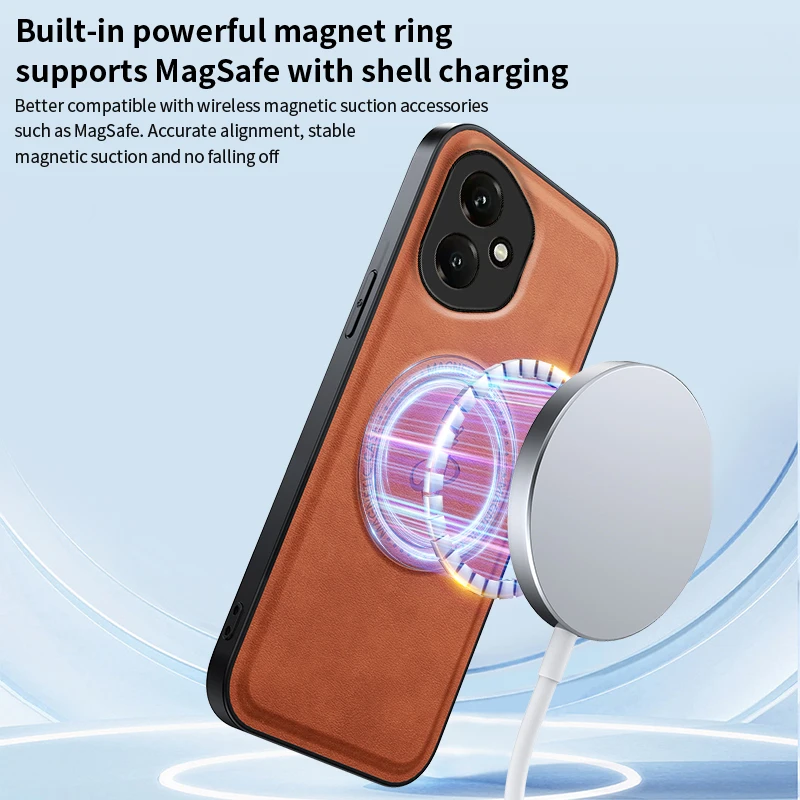 PU Leather Wireless Charging Magnetic Case for Hon...