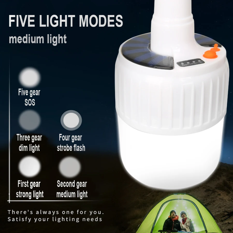 100W Solar LED Camping Light Solar Rechargeable Portable Lanterns Camping Lamp Camping Lantern with Remote Control Emergency Lights Tent Hiking Lights