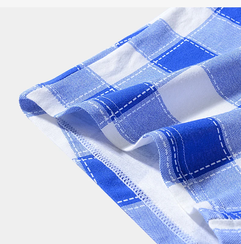 4Pcs herren Boxer Shorts Baumwolle Plaid Print Unterwäsche Männer Shorts Sexy Unterwäsche Klassische Boxer Atmungsaktive Herren Boxer Unterhose – Detail 7