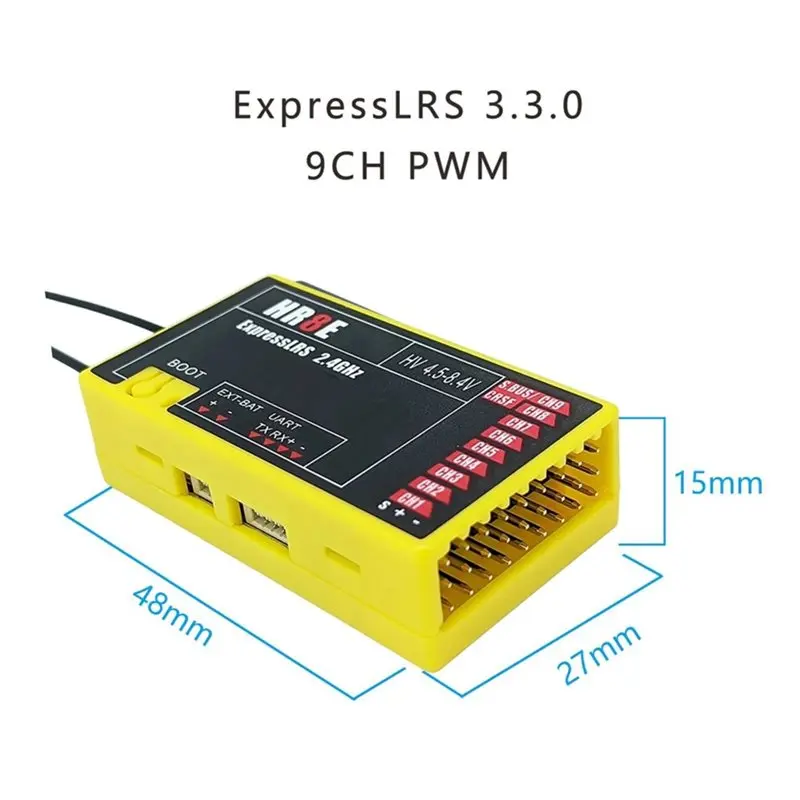 ABIK-ELRS PWM 2.4Ghz 9 채널 Ch HR8E Expresslrs 수신기 모듈 FPV 고정 날개 RC 비행기 자동차 보트 차량용 1Pcs