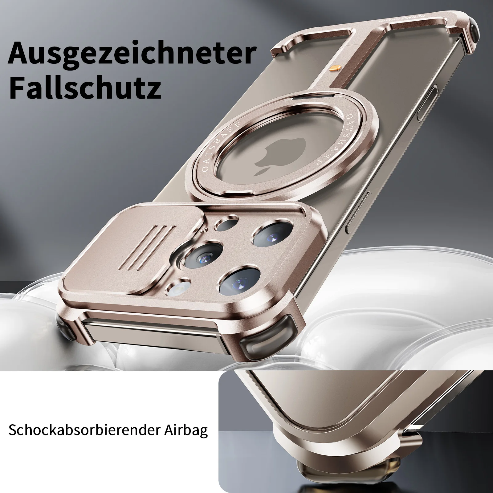 Eary Desert Titanium Phone Case for iPhone 16 15 Pro Max with MagSafe 360° Rotation Magnetic Stand Full Camera Lens Protection