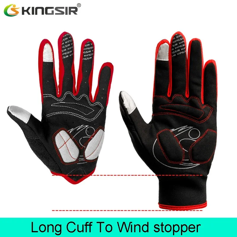 KINGSIR Winter Warm Bike Racing Gloves Full Finger Men MTB Cycling Gloves Suit for 8 Degrees Ciclismo M/L/XL/XXL 3