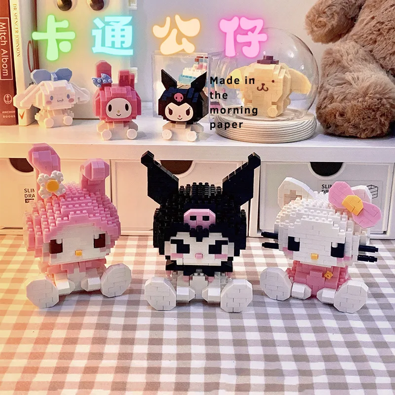 

Hello Kitty Building Block Assembled Toys Decorative Ornament Sanrio Anime Figure Kuromi Model My Melody Children's Puzzle Gift