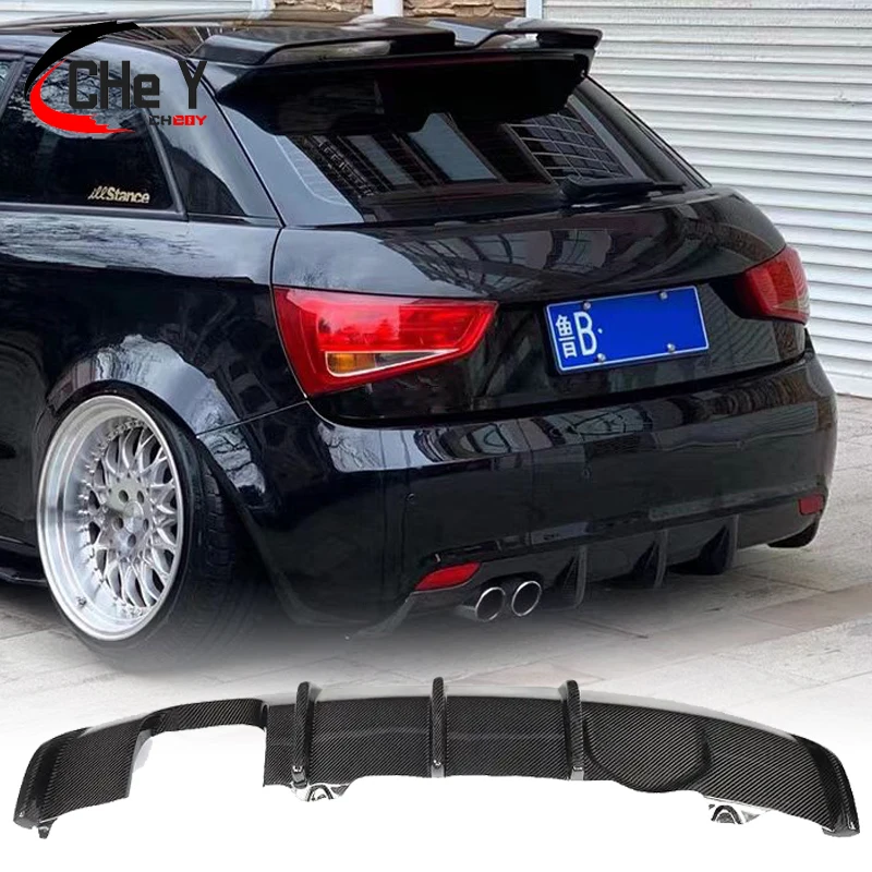 For Audi A1 Rear Lip Diffuser Real Carbon Fiber Bumper Single Side Double Output High Quality Car Body Kit 11-14