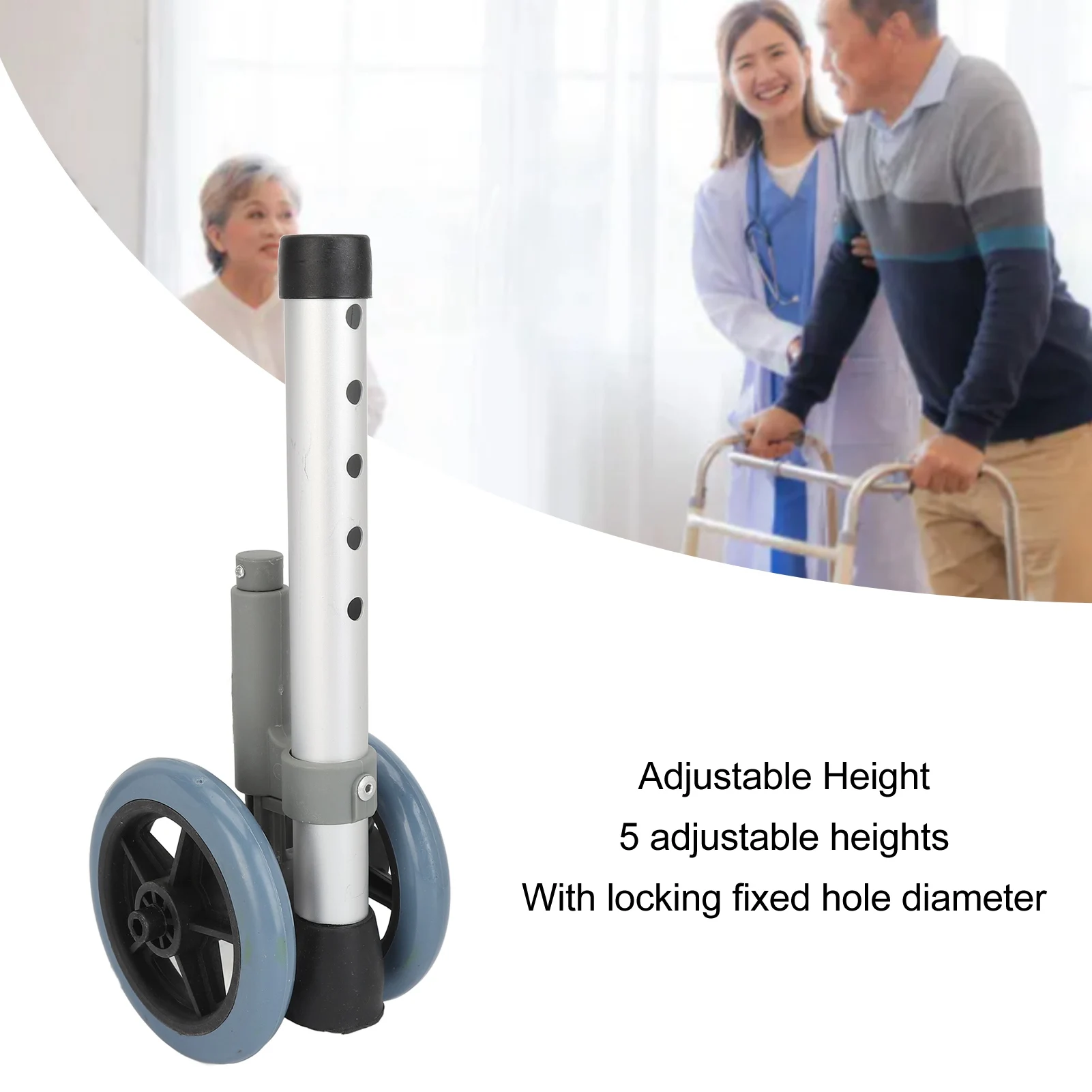 1 pair Walker Wheels Walker Wheels Adjustable Height Replacement Walker Feet Caster with Brake Wheel for Seniors Disabled People 2