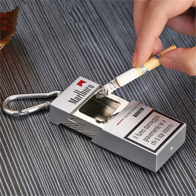 Fashion Portable Ashtray With lid Keychain Pocket Mobile Ashtray auto  aschenbecher Mini Cigarette Metal Bottle Storage