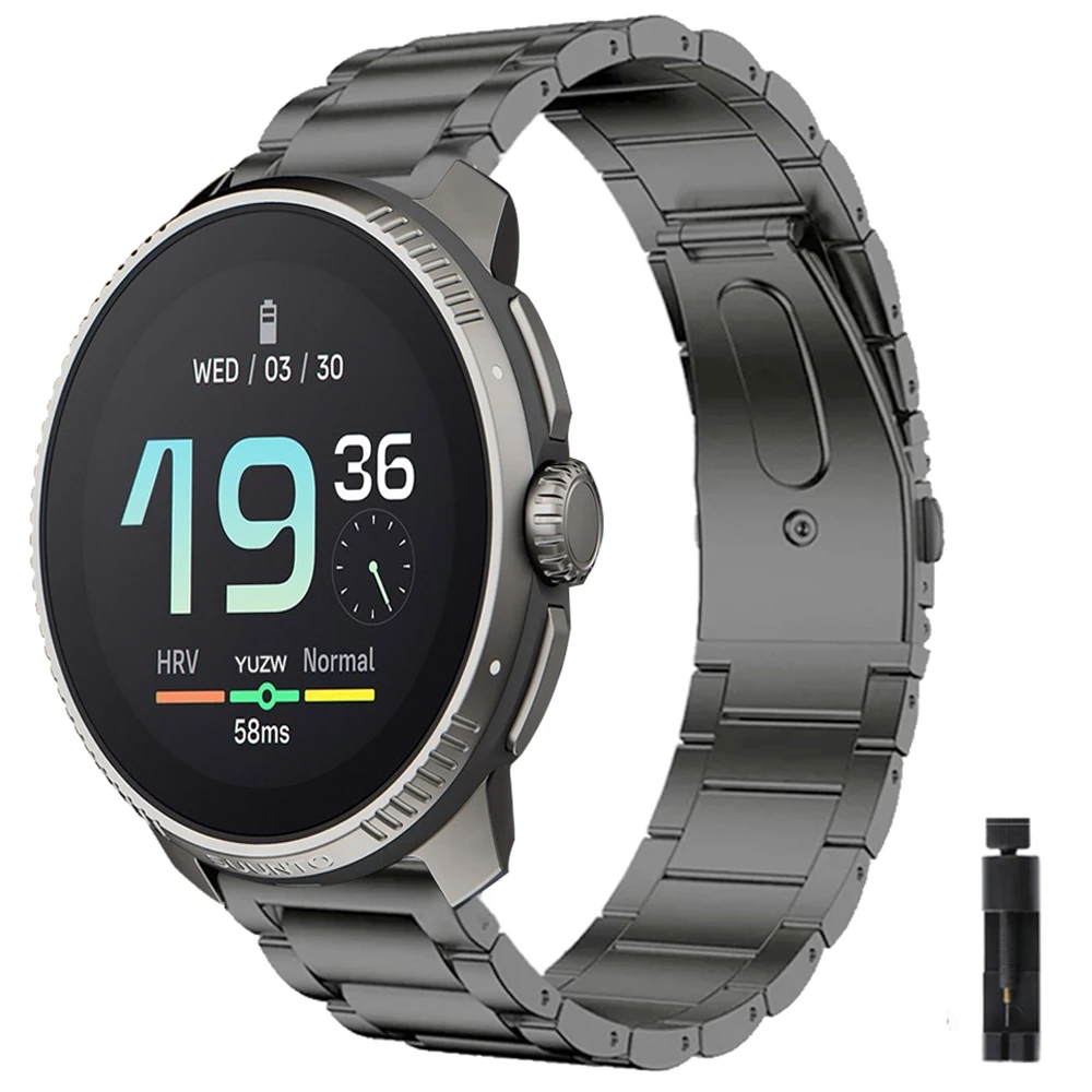 SkyBand Cinturino In Metallo Acciaio Per Suunto 9 Peak – Nero, Chiusura Pieghevole, Elegante E Robusto