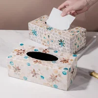 Nordic Colorful Shell Tissue Box Handmade Mother-of-pearl Pumping Paper Box Home Living Room Coffee Table Storage Supplies 1