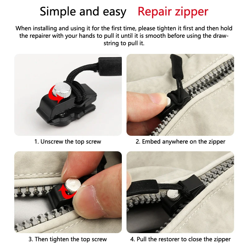 Universal Instant Zipper Repair Replacement Kit Durable Fix Zipper Replacement Slider Pull For Jacket Bags Coat 3PCS