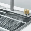 Waterfall Kitchen Sink 304 Stainless Steel Sink Large Single Basin with Chopping Board Cup Washer , Large Single Slot Sink 4