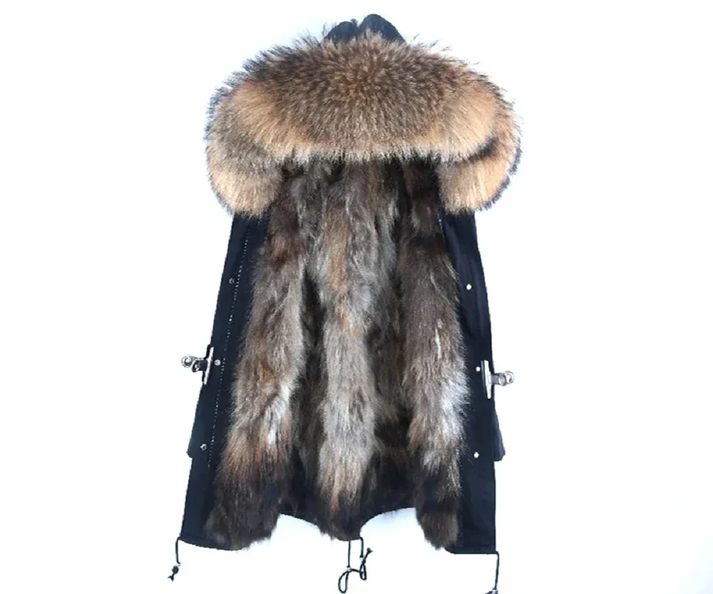 100% Real Fur Parka Men Winter Jacket Real Raccoon Fur Hooded Coats Nature Raccoon Dog Lining Jacket Man Real Fur Coat 5