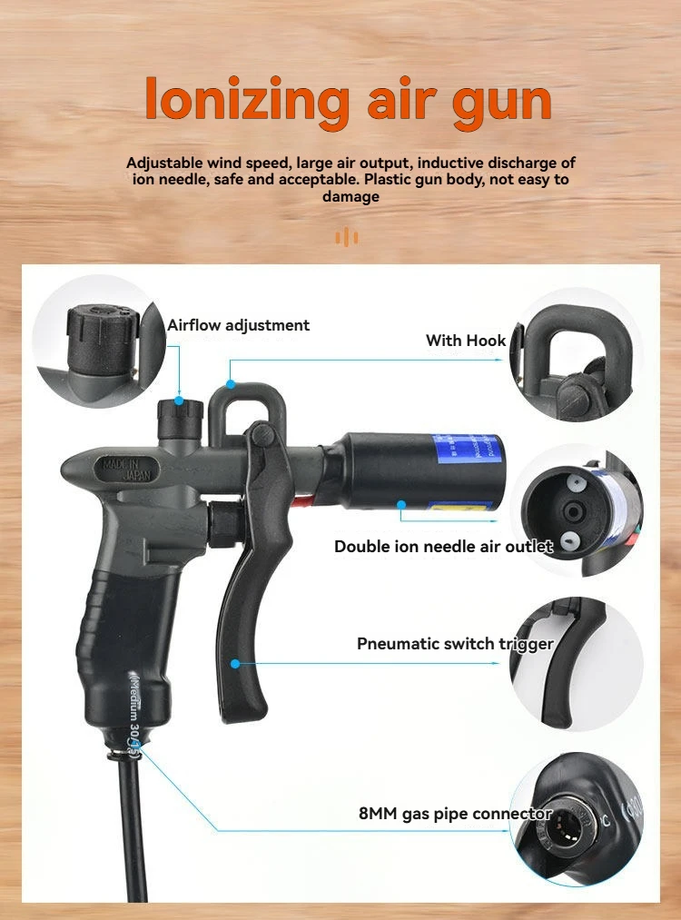New Static Ion Air Gun Industrial Dust Removal Static Eliminator Handheld Electr