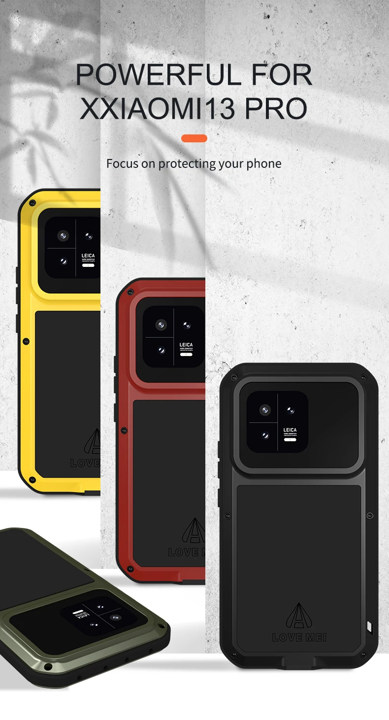 For Xiaomi Mi 13 11 MI11 Case Love Mei Powerful Shock Dirt Proof Water Resistant Metal Armor Cover For Xiaomi 13 Mi13 Pro