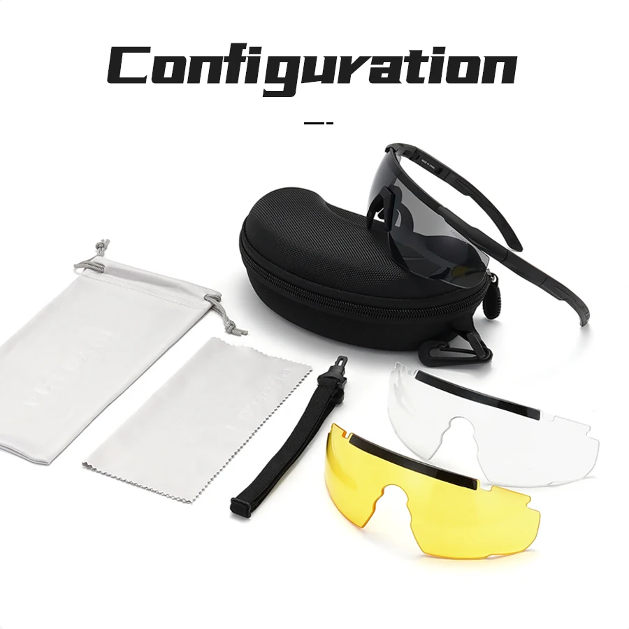 Tactical goggles 3 Lens Tactical Goggles Set Windproof Dustproof CS Military Shooting Bulletproof Sunglasses Motorcycle Mountaineering Glasses shooting glasses