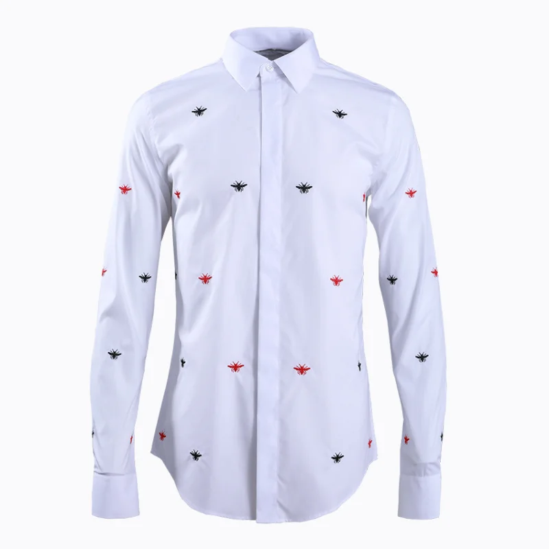 

New Arrival Fashion Black Bee Hand-painted Men Jindian Breathing Clothing Casual Shirts Men Shirt Long Sleeve Plus Size M-3XL4XL