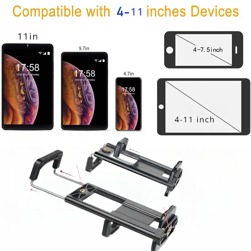 Universal Adjustable Phone Tablet Tripod Floor Stand Holder Portable Live Mount Support for iPad Phone 4-11 inches Lazy Bracket
