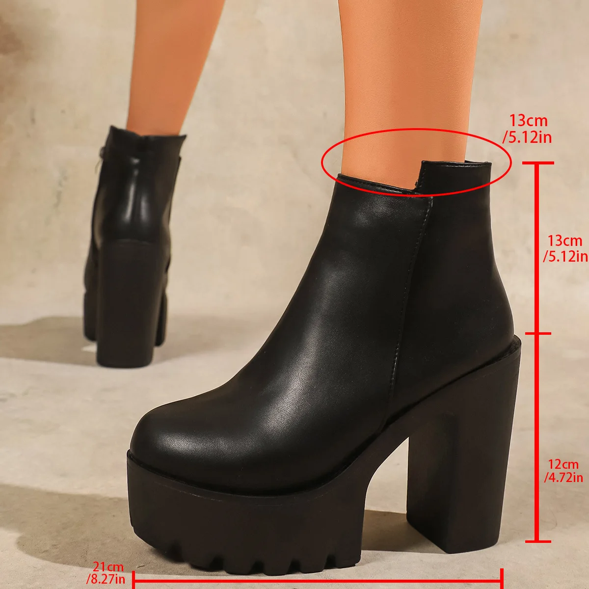 2025New Super High Heel Boots High Heel Shoes Thick Heel Short Boots Autumn Winter  Waterproof Platform Single Women Boots