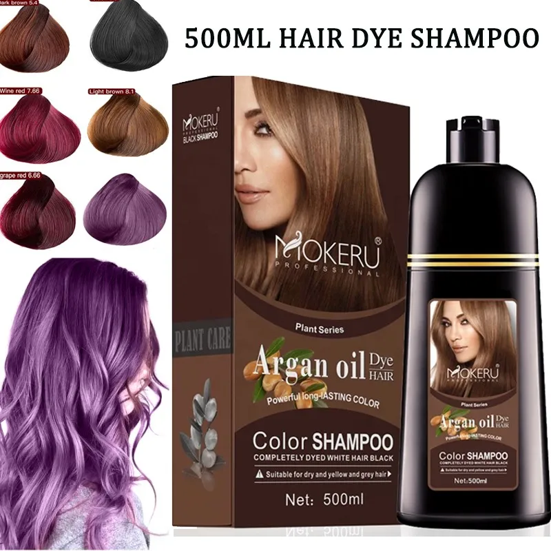 

MOKERU Professional Dye Natural Organic Brown Hair Color Permanent Hair Coloring Shampoo Long Lasting Argan Oil Hair Dye Shampo