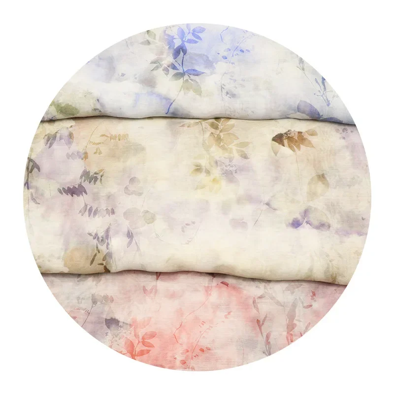 Spring Summer Hanfu Chinese Dress Fabric XR786B-8818 Plain Silk Printing Facewear Children's Clothing Accessories
