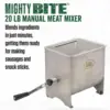 20 Pound Capacity Manual Meat Mixer, Stainless Steel, Manual Only 5