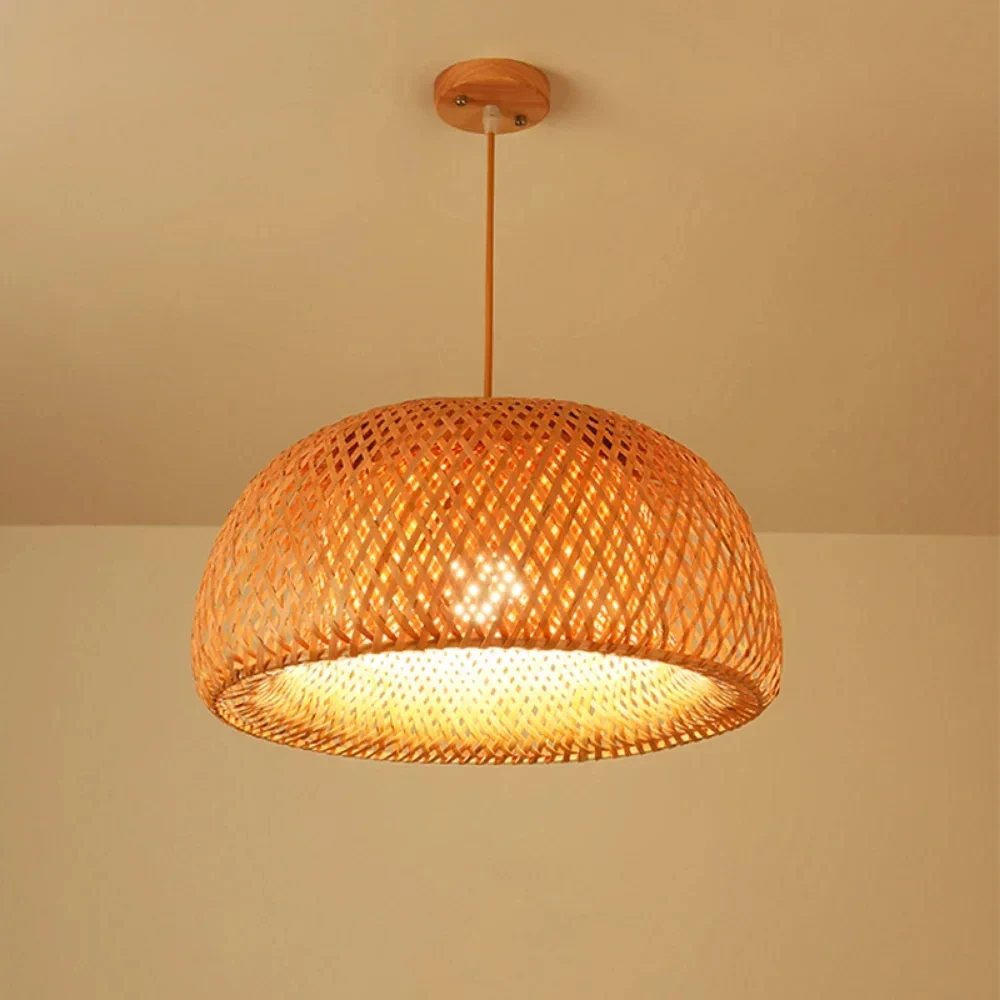 

Китайская винтажная деревянная круглая бамбуковая лампа ручной работы, люстра разных форм для ресторана и помещений