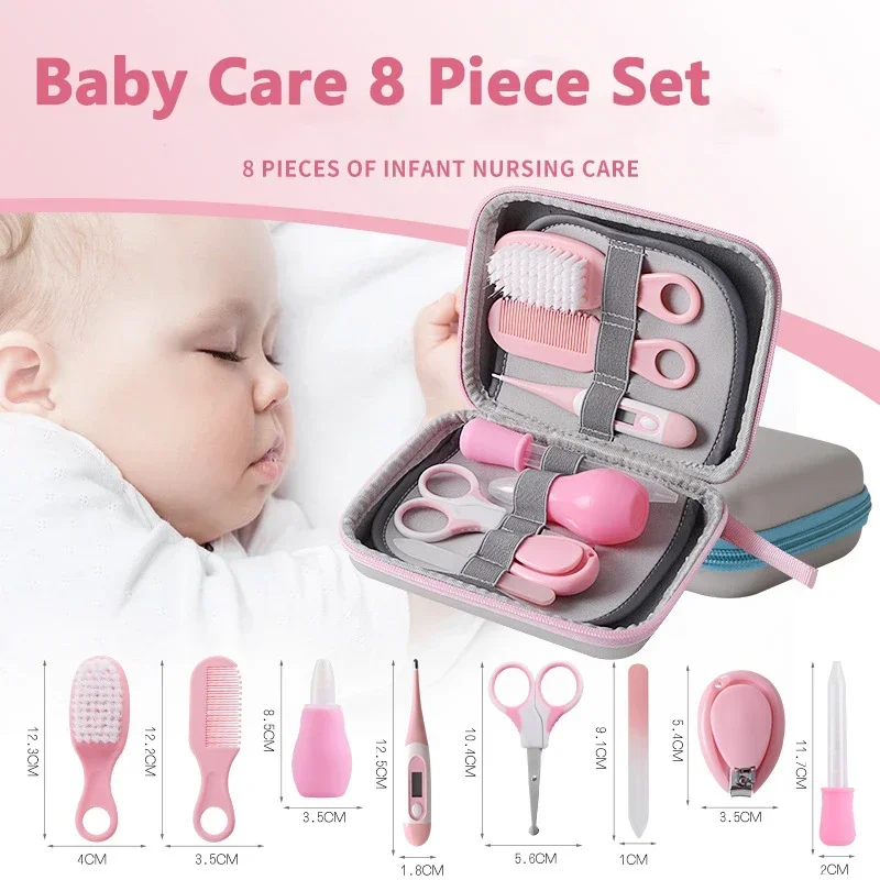Health Care Kit Cleaning Set Kit Baby Care Kit Hair Care Set 6/8pcs/Set Newborn Baby Kids Nail Hair Health Care Thermometer Grooming Brush Kit Care Baby Essentials Newborn Material Safety