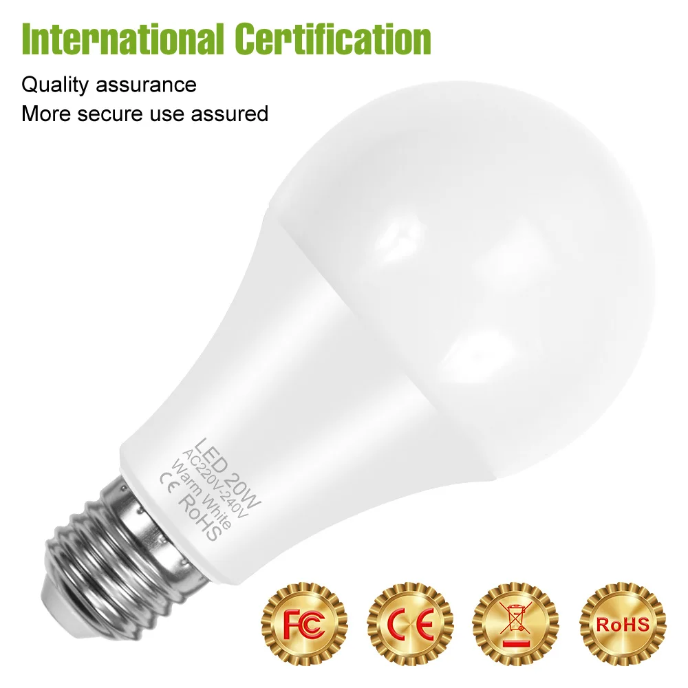 20W LED 전구 E27/E26 램프 E14 샹들리에 전구 3W 6W 9W 12W 15W 18W 3000K/6500K 에너지 절약 AC220V 가정용 거실