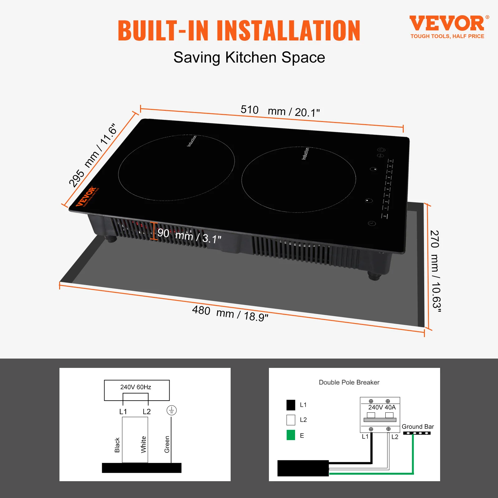 VEVOR 2 Burners Electric Induction Cooktop