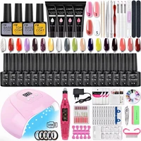 Nail Extension Kit UV Gel Varnish Set With LED Nail Lamp Dryer Manicure Kit And Base Coat Top Coat For Salon Manicure Tools Set 1