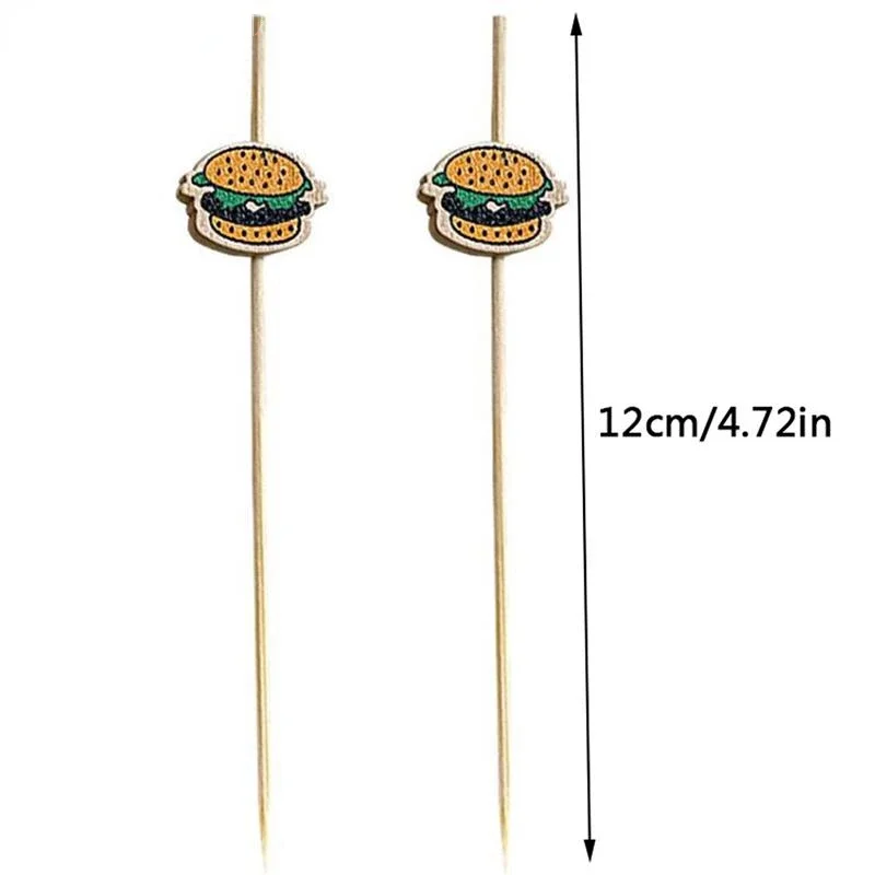 100Pcs Hamburger Garnish Bamboo Sticks Disposable Fruit Stick Food Picks Bento Tools Snack Skewers Party Buffet Bamboo