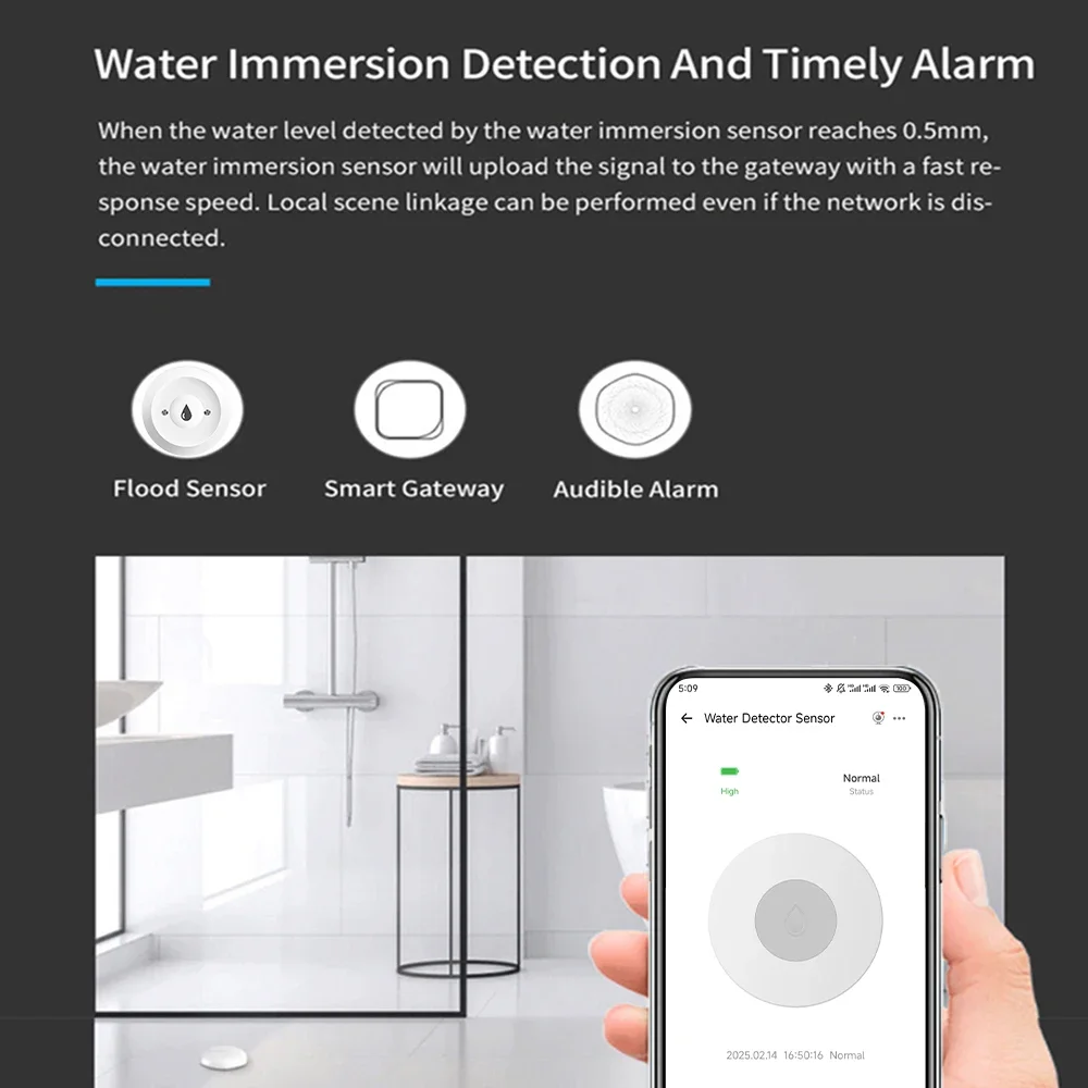 Haozee Zigbee Water Sensor Flood Leak Detector App Remote Monitoring thumbnail 6