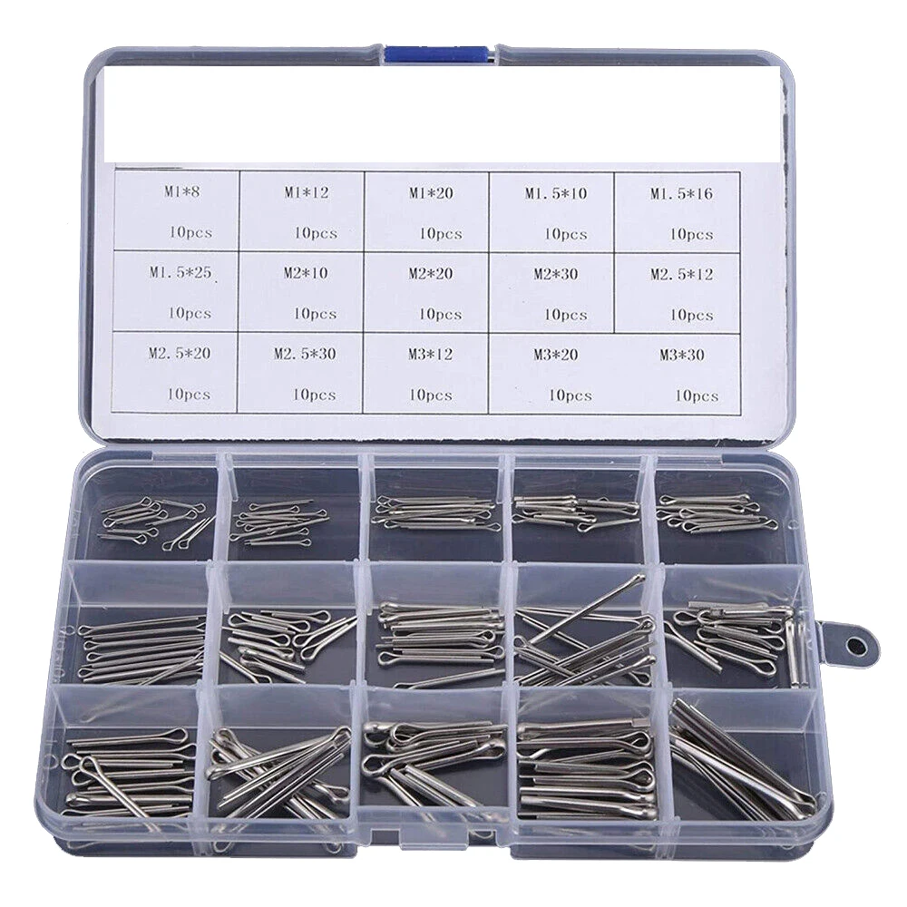 200-Piece Split Cotter Pins Assortment – A2 Stainless Steel, Mixed Metric Sizes