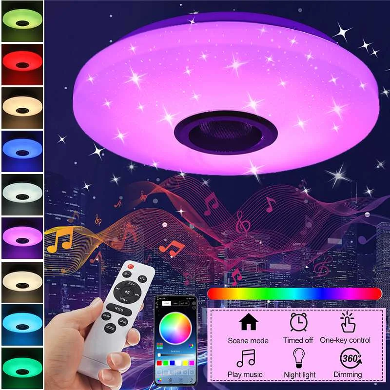 

33CM LED Ceiling Lamp Remote Adjustable RGB Bluetooth Music LED Ceiling Lights for Bedroom Living Room Warm White Cold Lighting