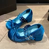Bow Elegant Shallow Mary Janes Shoes Chunky High Heels Buckle Fad Pumps Spring New Trend 2025 Dress Designer Mujer De Zapatillas 1