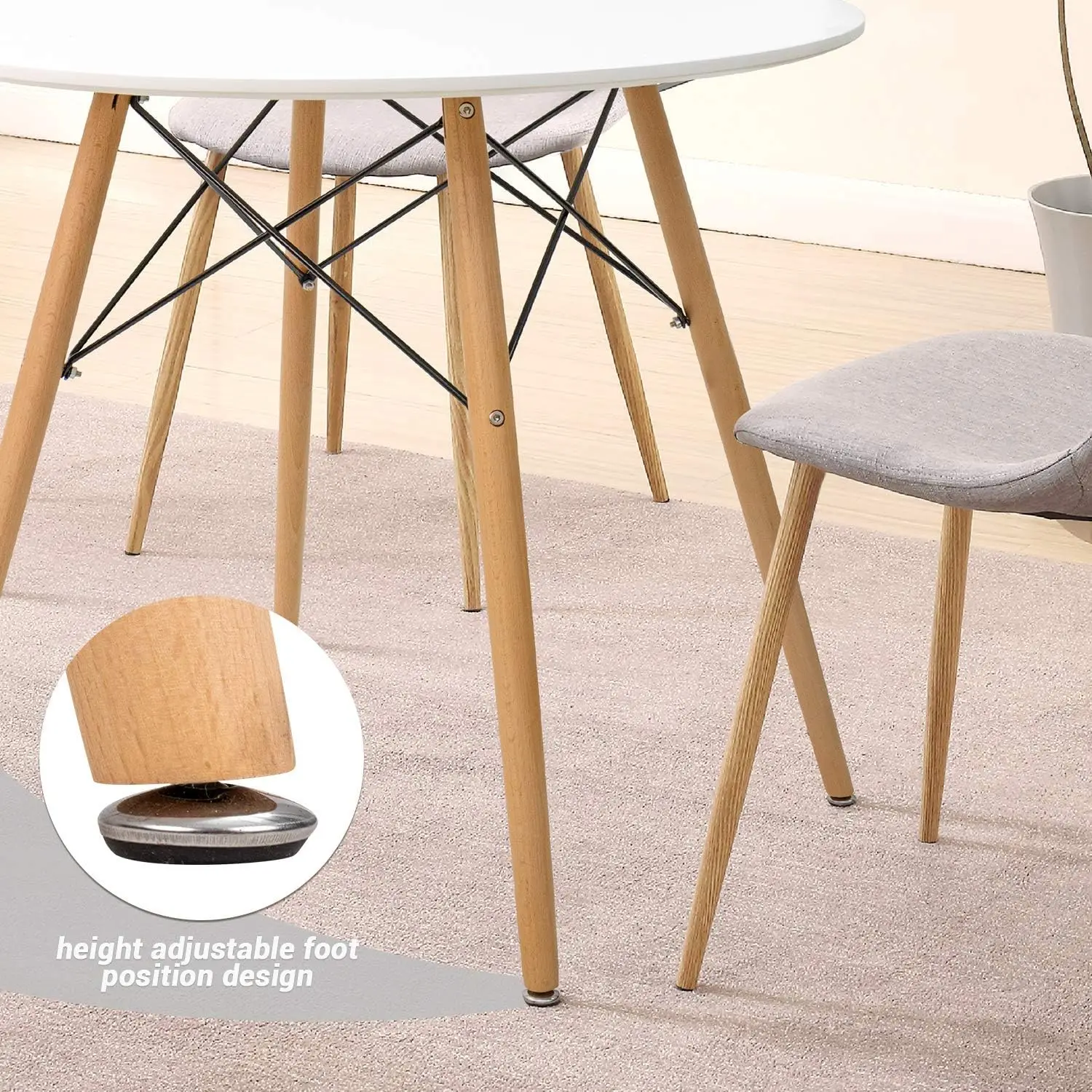 White Round Dining Table 32" Modern Pedestal Small Circle Room Table Leisure Tea Coffee Kitchen Table (White)