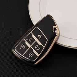 Premium TPU Key Fob Cover with 5 - 6 Button Slots (5button black case)