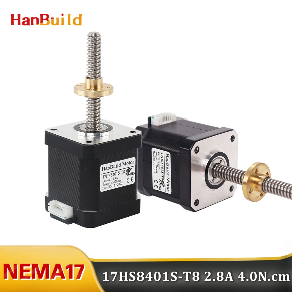 

Винтовой двигатель nema17 17HS8401S-T8, винт L310mm, Бесплатная прокладка, свинцовый винт, фреза, резка, гравировальный станок с ЧПУ для фрезерного станка с ЧПУ
