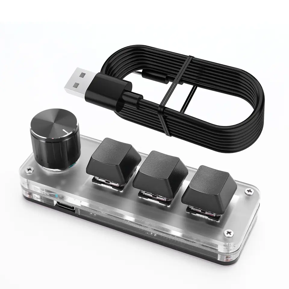 3 Key + 1 Knob/ 4 Keys RGB Macro Custom Keyboard Programmable Mechanical Keypad for Office Mechanical Keyboard image 2