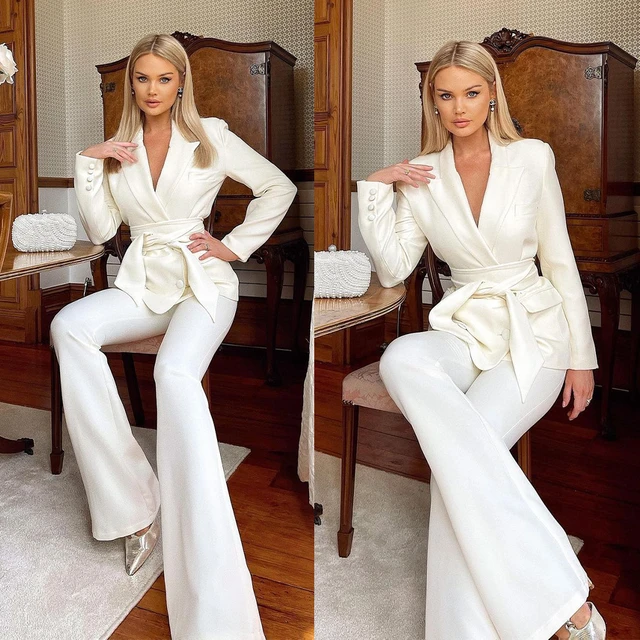 High-level Women 2-Piece Suit Set One Button Satin Formal Dress Wear Party  Prom Outfit 2023 Chic Solid Blazer Pants Tuxedo - AliExpress