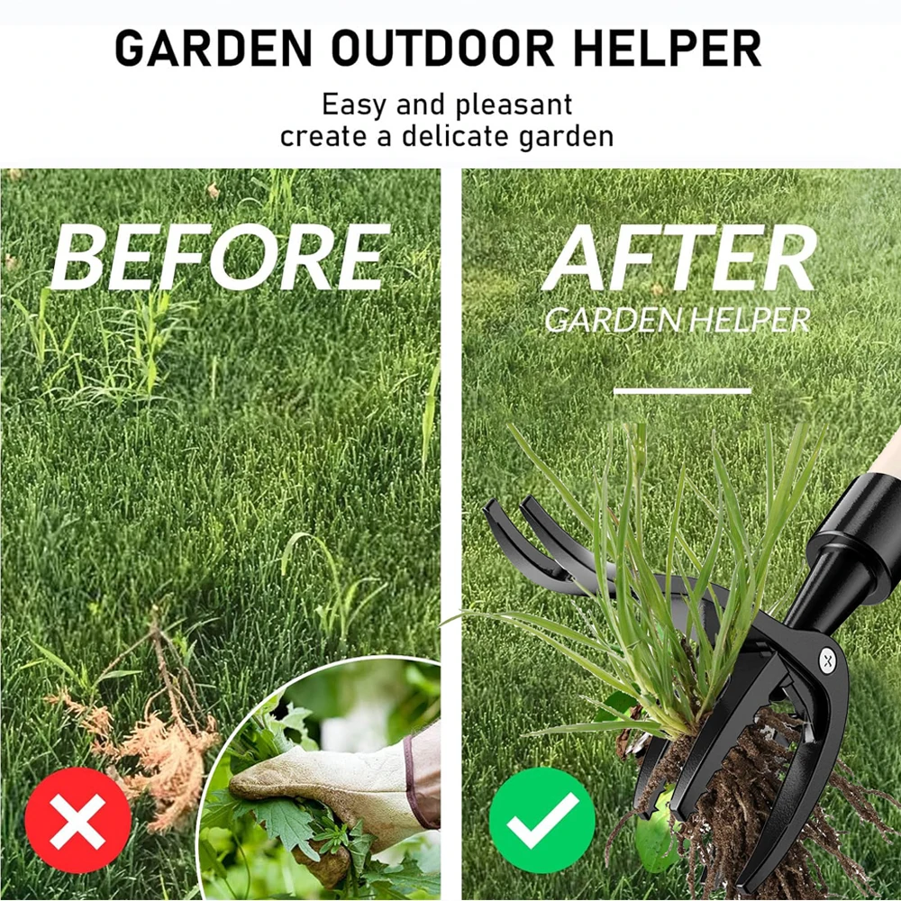 Standing Weed Puller Manual Vertical Weighing Weighing Grass Shovel Garden Stainless Steel Weeder Claw Hook Tools 3