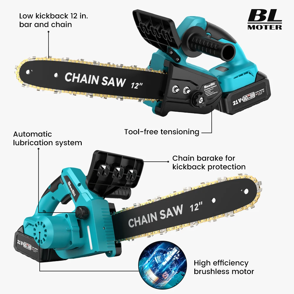 Tronçonneuse sans balais de 10 pouces, batterie au Lithium amovible, scie à  bois, scie à chaîne sans fil pour Makita, batterie de 18 V, tronçonneuse,  outil électrique - AliExpress