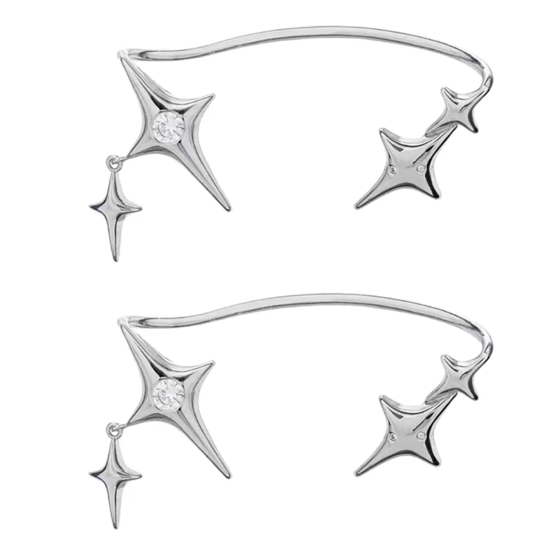 Fashion Star Crawler Earrings Jewelry Lightweight Non-Pierced Earrings for Women Teen Girls